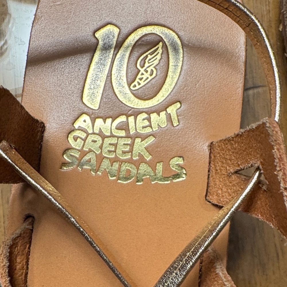 Ancient Greek Sandals with Tan and Gold Finish
